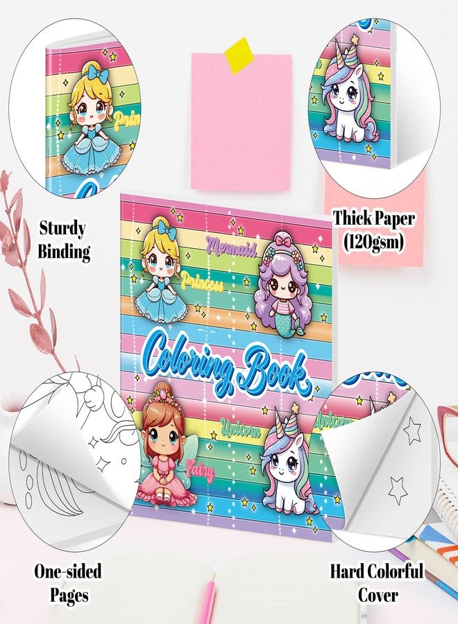 Kalysky 2Pcs Coloring Book for Girls, Cute Princess Unicorn Mermaid Coloring Books for Kids Ages 4-8, Easy Coloring Pages with Magical Themes for Birthday Christmas Gift - Image 3